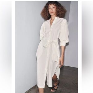 Zara ZW Collection Balloon Sleeve Shirt Dress